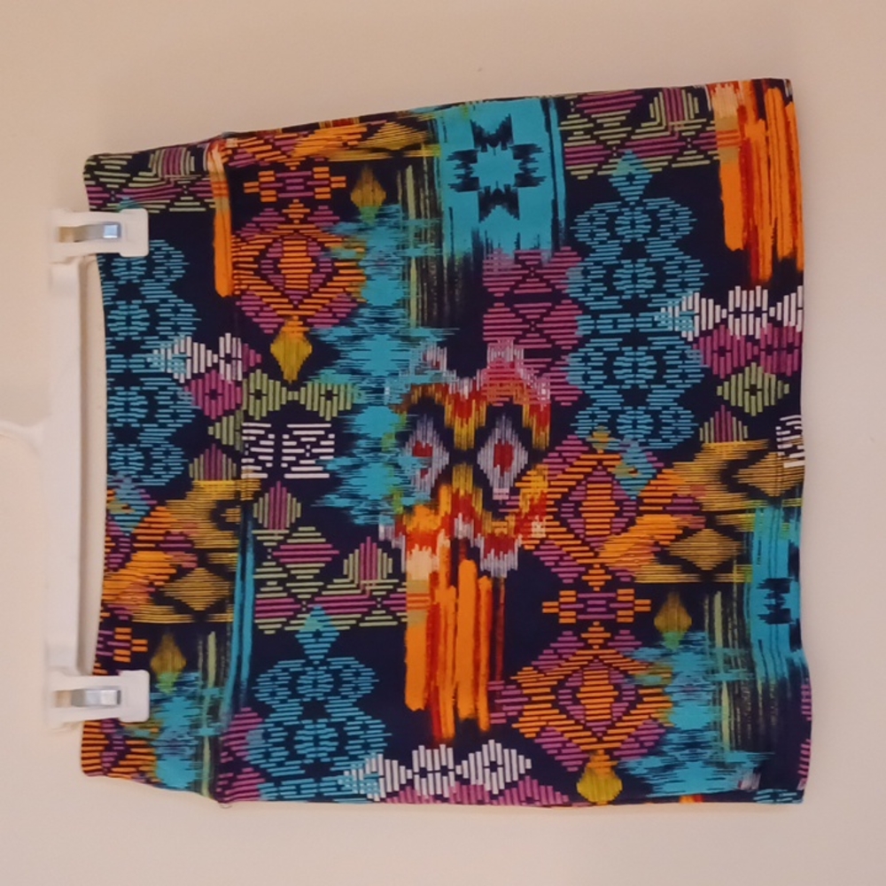 Multicolored bodycon blue/orange mini skirt M